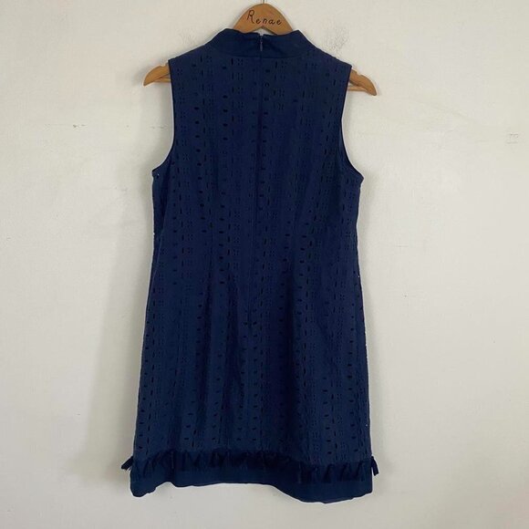 ELIZA J navy eyelet v neck mini dress - Picture 5 of 7